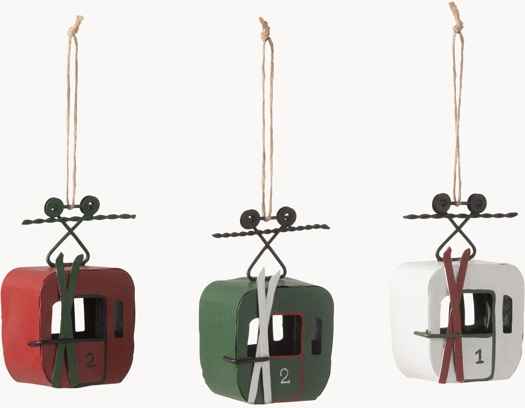 Ornamentos de Natal Cable Cars, conjunto de 3