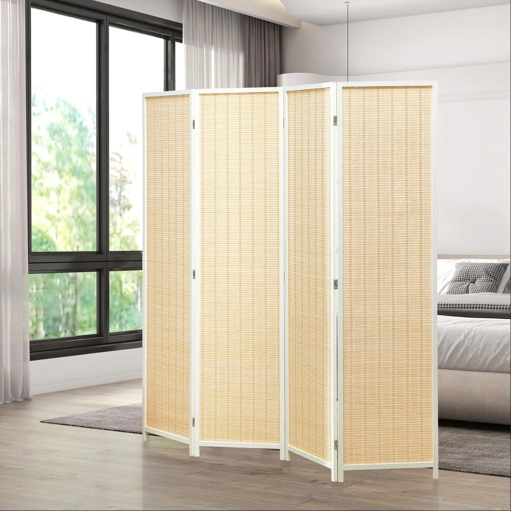 Biombo de 4 Painéis Dobrável 180x180 cm Separador de Ambientes Divisor