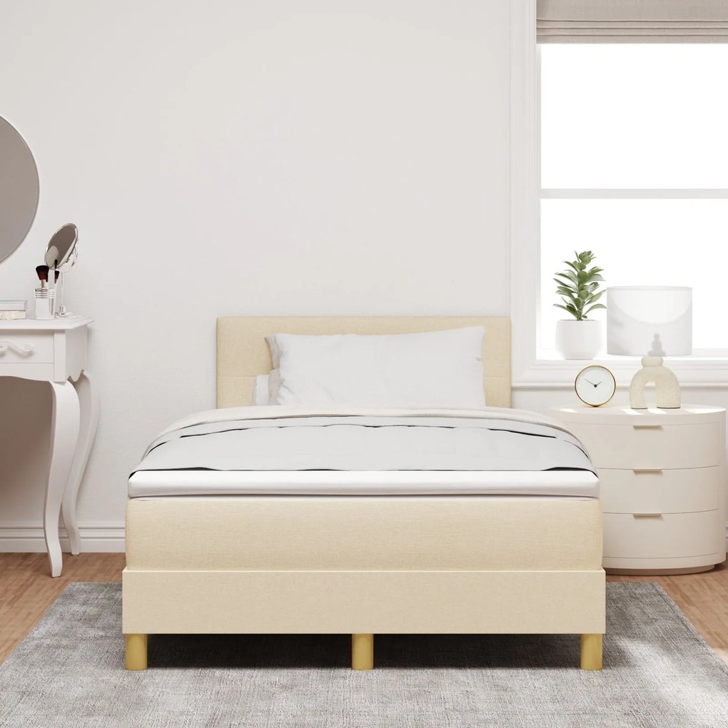 Cama Box Spring com Colchão Creme 120x200 cm Tecido