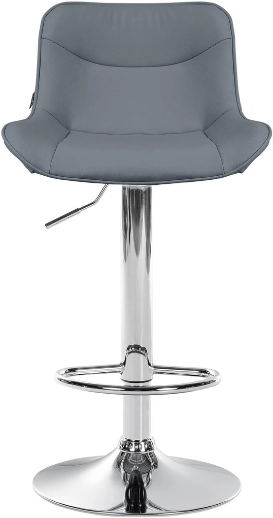 Banco alto em couro sintético com estrutura prateada 85-106 x 49 x 51 cm cinzento