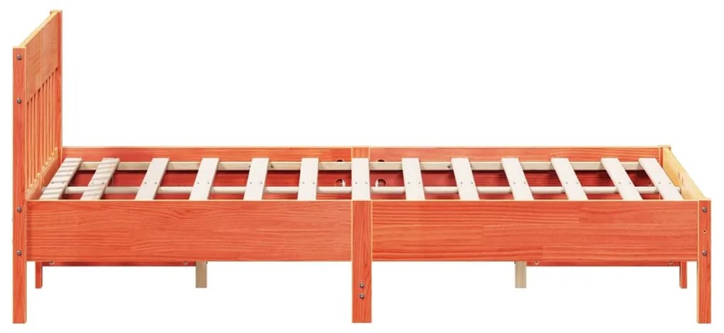 Cama sem colchão 140x200 cm madeira pinho maciça castanho-mel
