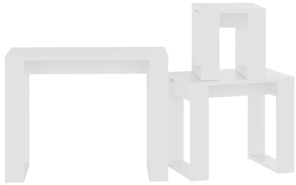 Mesas de encastrar 3 pcs madeira processada branco
