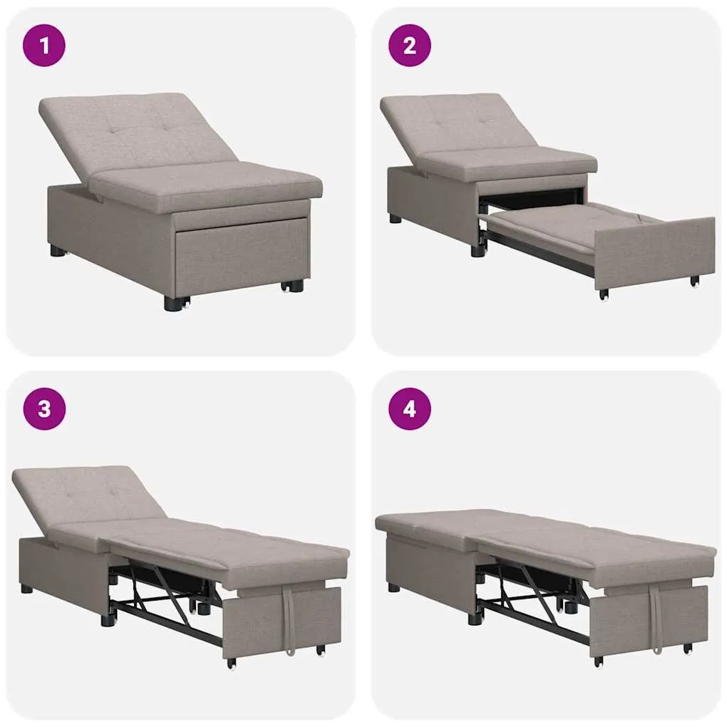Sofá Cama 3 em 1 com Design Retrátil em Tecido Taupe