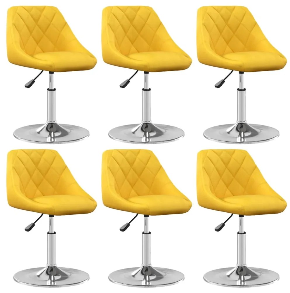 vidaXL Cadeiras de jantar giratórias 6 pcs veludo amarelo mostarda