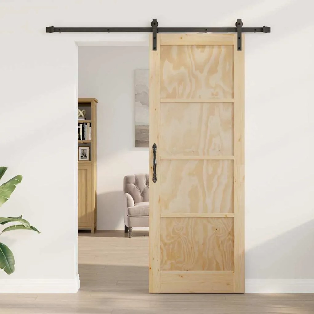 Porta Deslizante com Conjunto de Ferragens 78x211 cm Madeira Maciça de