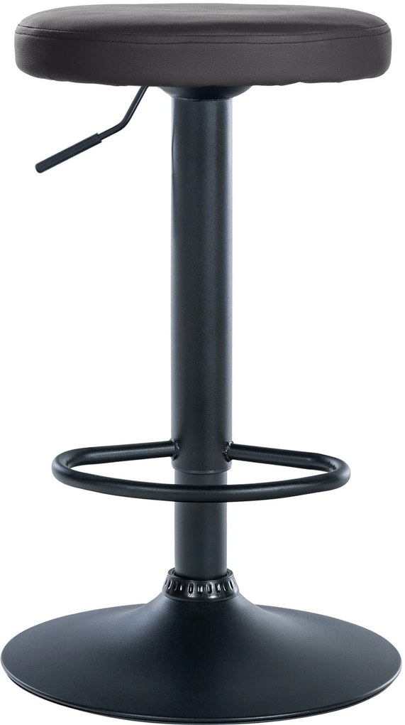 Banco de bar Ponte em couro sintético e com estrutura preta 38,5 x 60-81 x 38,5 cm Preto