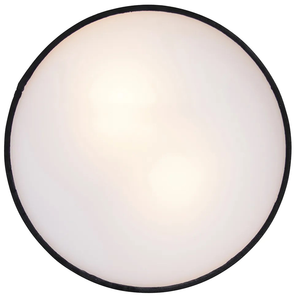 Candeeiro de teto moderno preto 30 cm com interior dourado - Drum Moderno