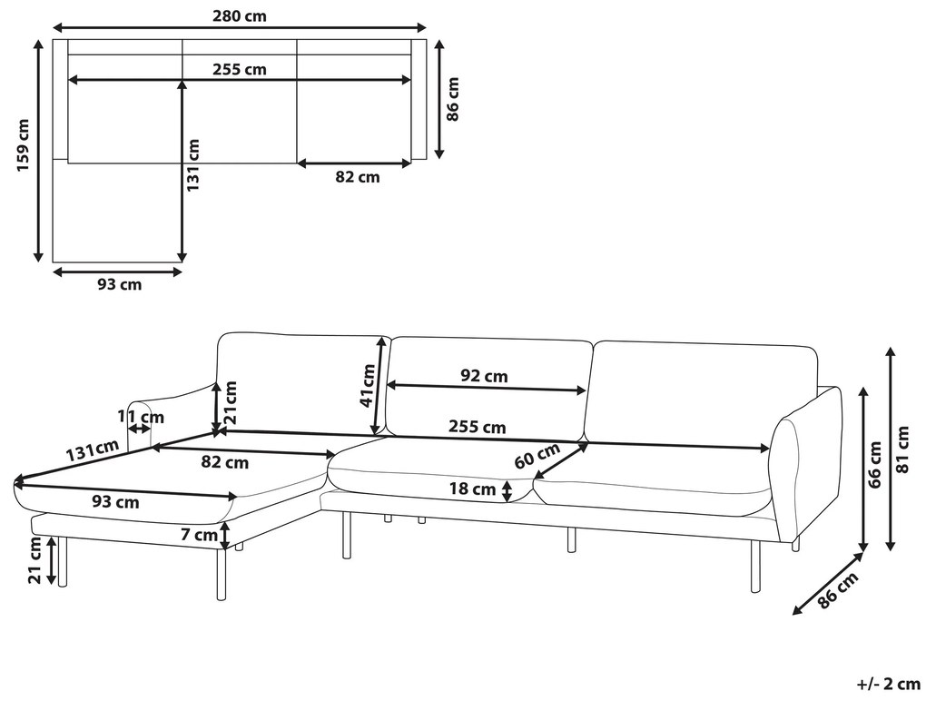 Sofá de canto em veludo azul à direita VINTERBRO Beliani