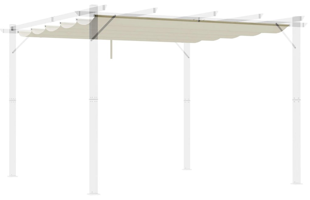 Outsunny Cobertura para Pérgola 2,5x2,55cm Teto de Substituição Retrátil para Pérgola com 10 Orifícios de Drenagem Creme | Aosom Portugal