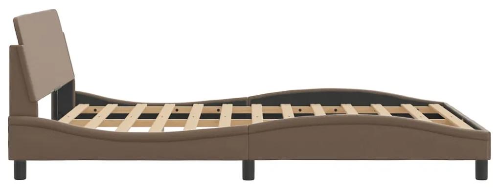 Estrutura cama c/ cabeceira couro artif. 140x190 cm cappuccino