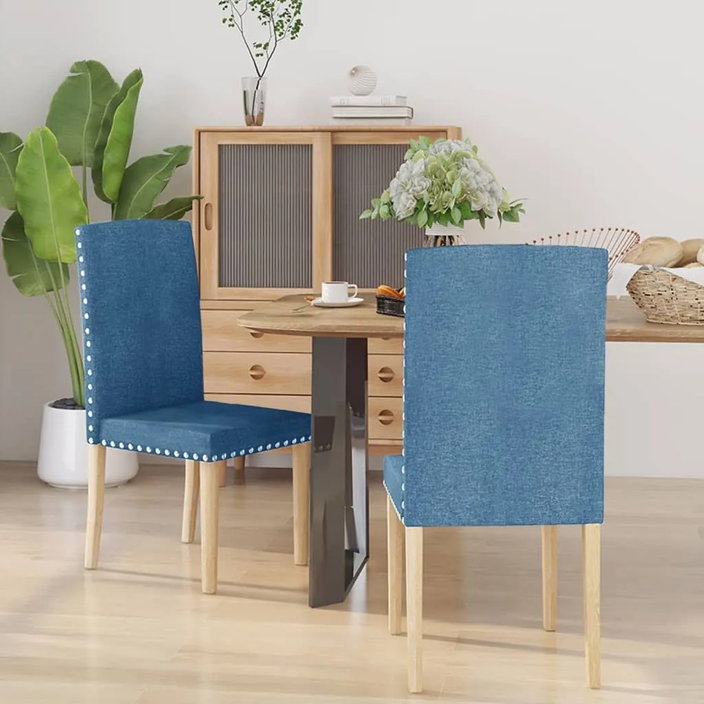 vidaXL Cadeiras de jantar 2 pcs tecido azul