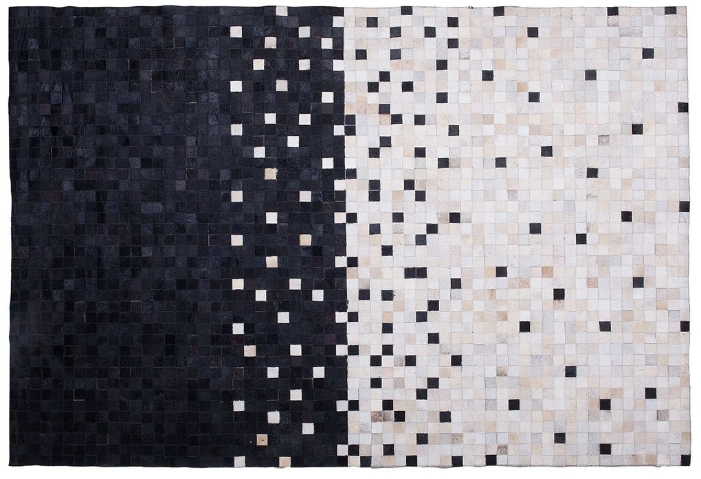 Tapete em pele genuína preta e creme 160 x 230 cm ERFELEK Beliani