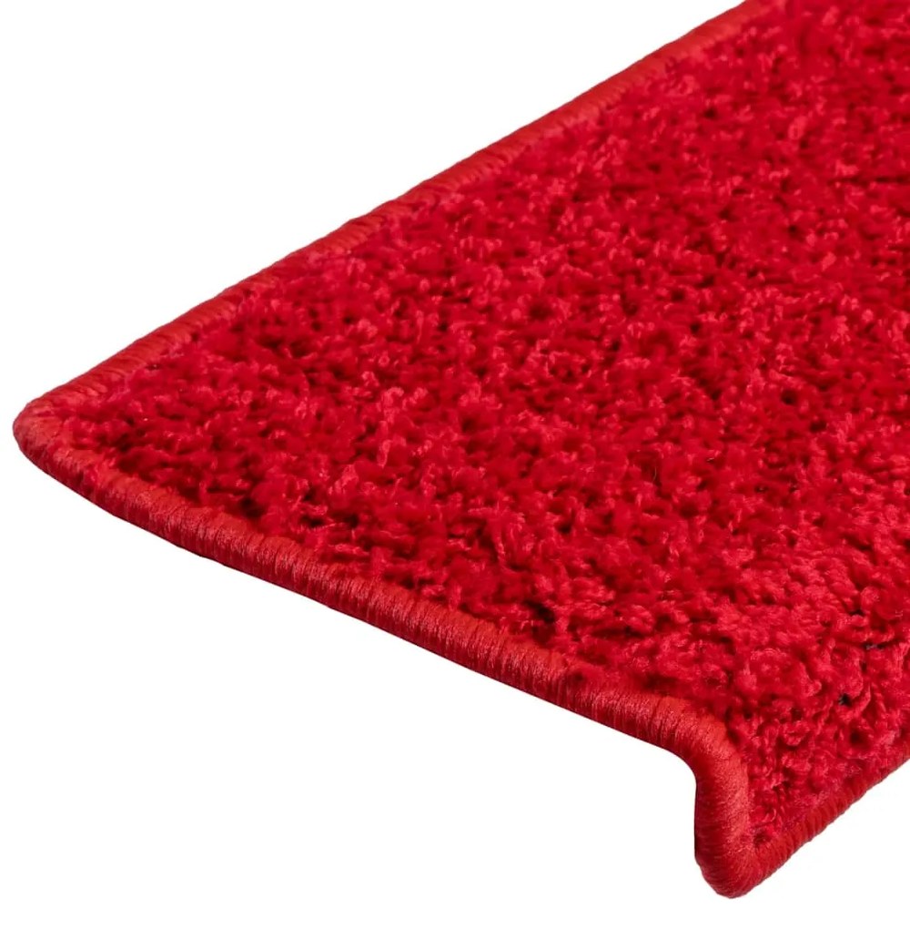 Tapetes de escadas 10 pcs 65x21x4 cm vermelho