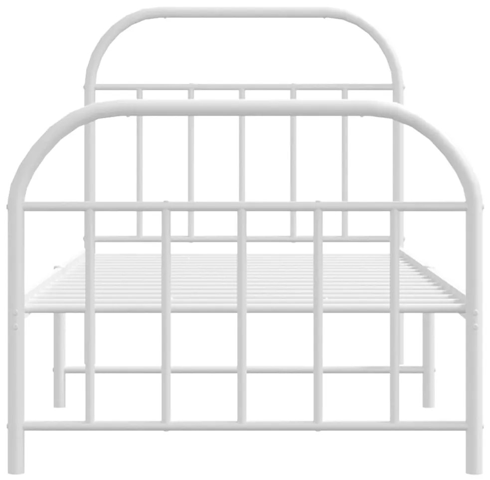 Estrutura de cama com cabeceira e pés 90x190 cm metal branco