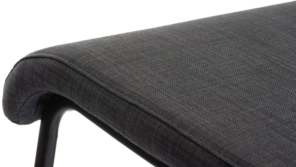Banco de bar Limon em tecido e com estrutura preta 41 x 80-103 x 46 cm Cinzento escuro