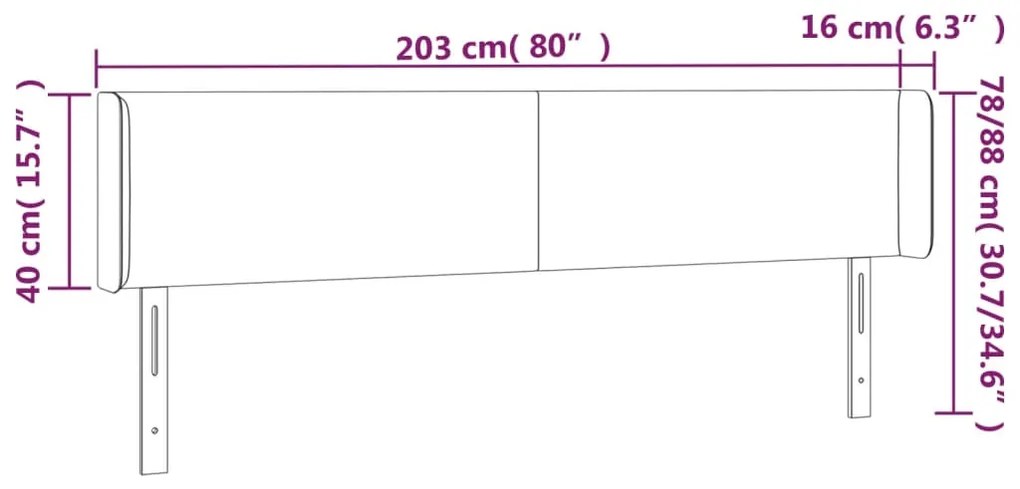 Cabeceira de cama c/ abas veludo 203x16x78/88cm azul-escuro