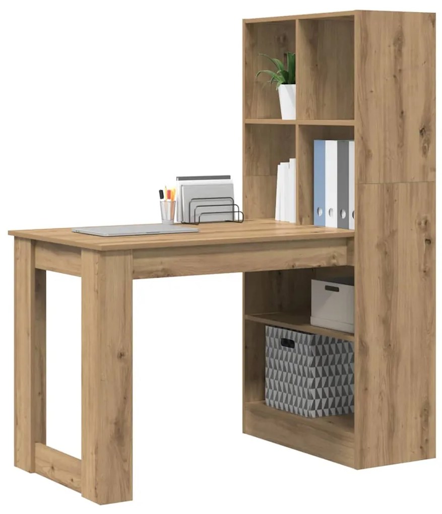 Mesa com prateleira com armazenamento carvalho artisiano 122 x 67 x 14