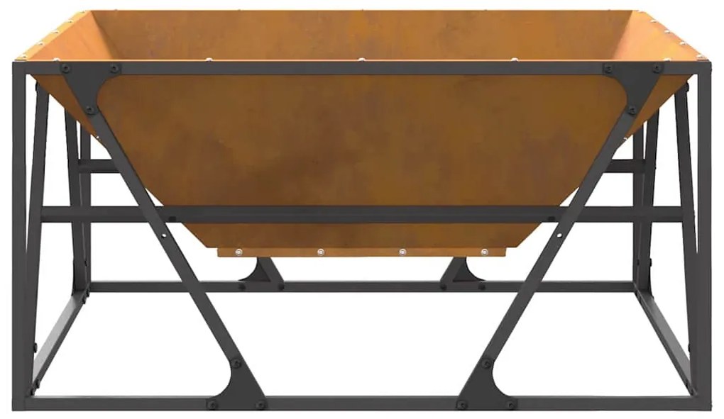 Fogo Pit Quadrado 80x80x40 cm Aço Envelhecido