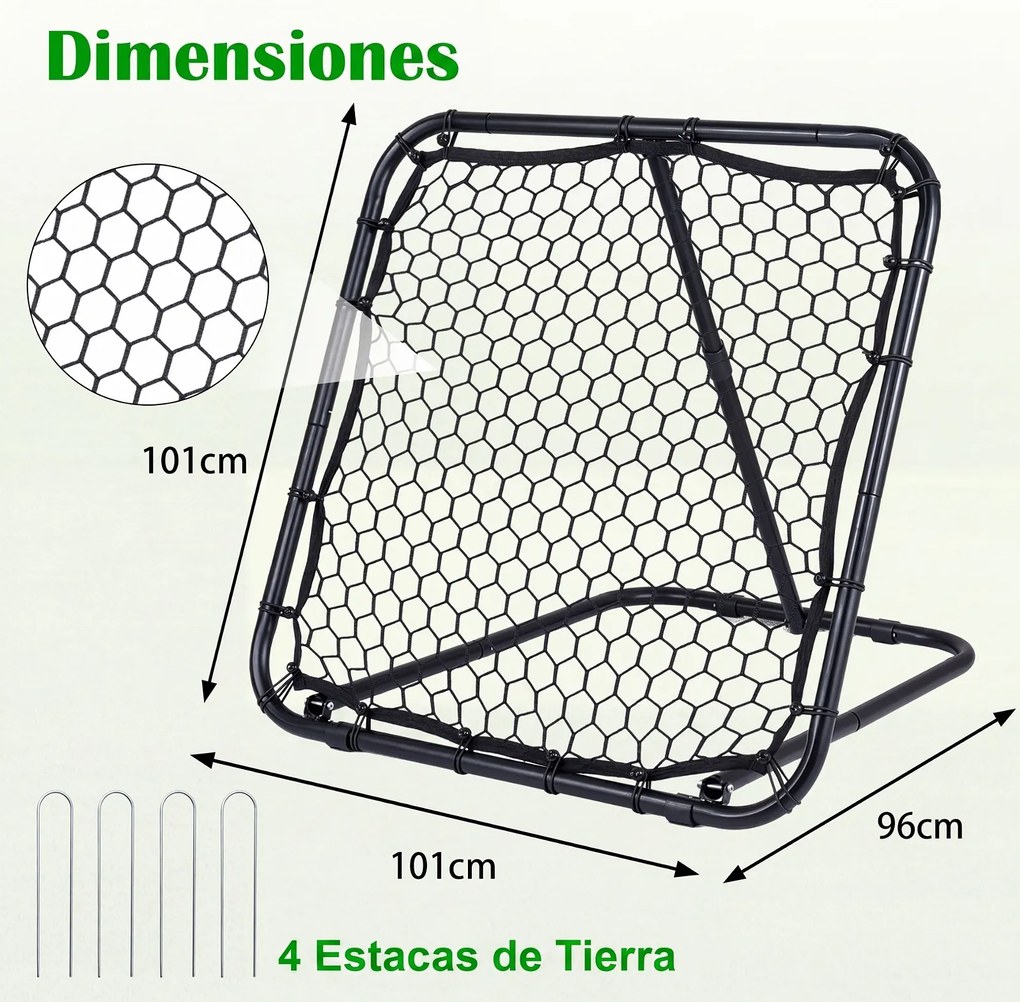Baliza de Ressalto para Futebol, 101 x 96 x 101 cm, Inclinação Ajustável em 7 Níveis, Preto