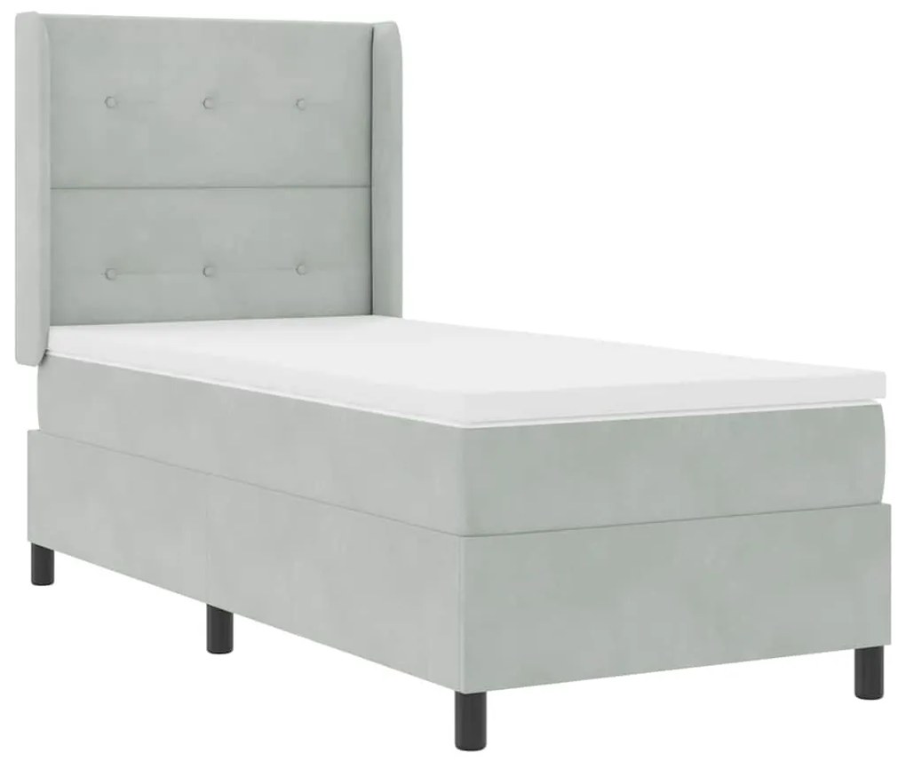 Cama Box com Colchão vidaXL Cinzento Claro 80x200 cm Veludo