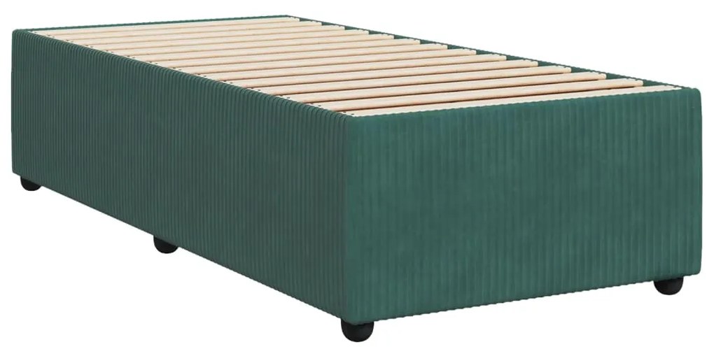 Estrutura de cama sem colchão 90x190 cm veludo verde-escuro