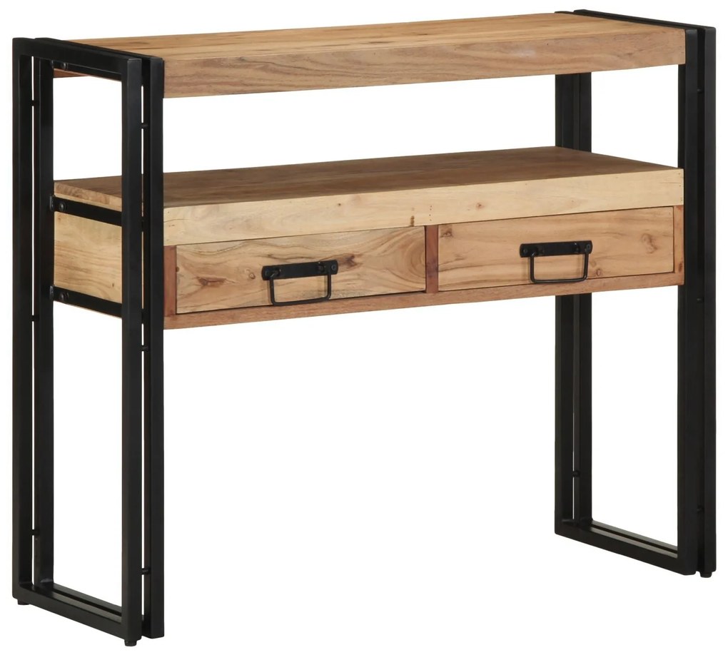 Mesa de Console vidaXL Preta 90x33x75 cm em Madeira de Acácia Sólida e