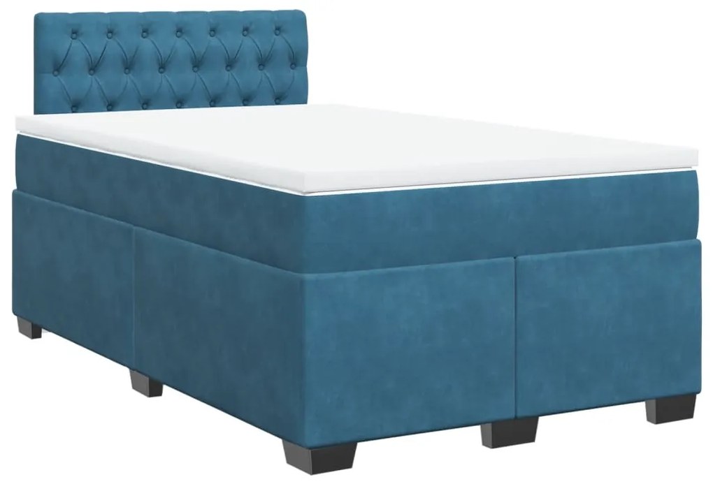 Cama boxspring com colchão 120x200 cm veludo azul