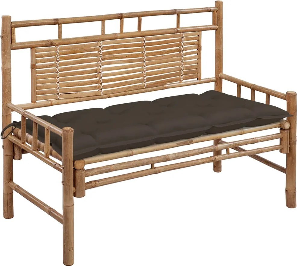 vidaXL Banco de jardim com almofadão 120 cm bambu