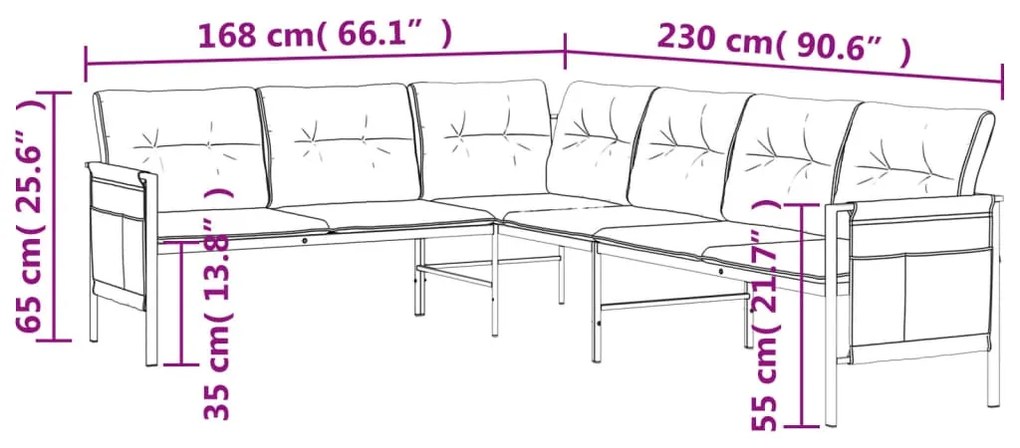2 pcs conjunto lounge de jardim aço antracite