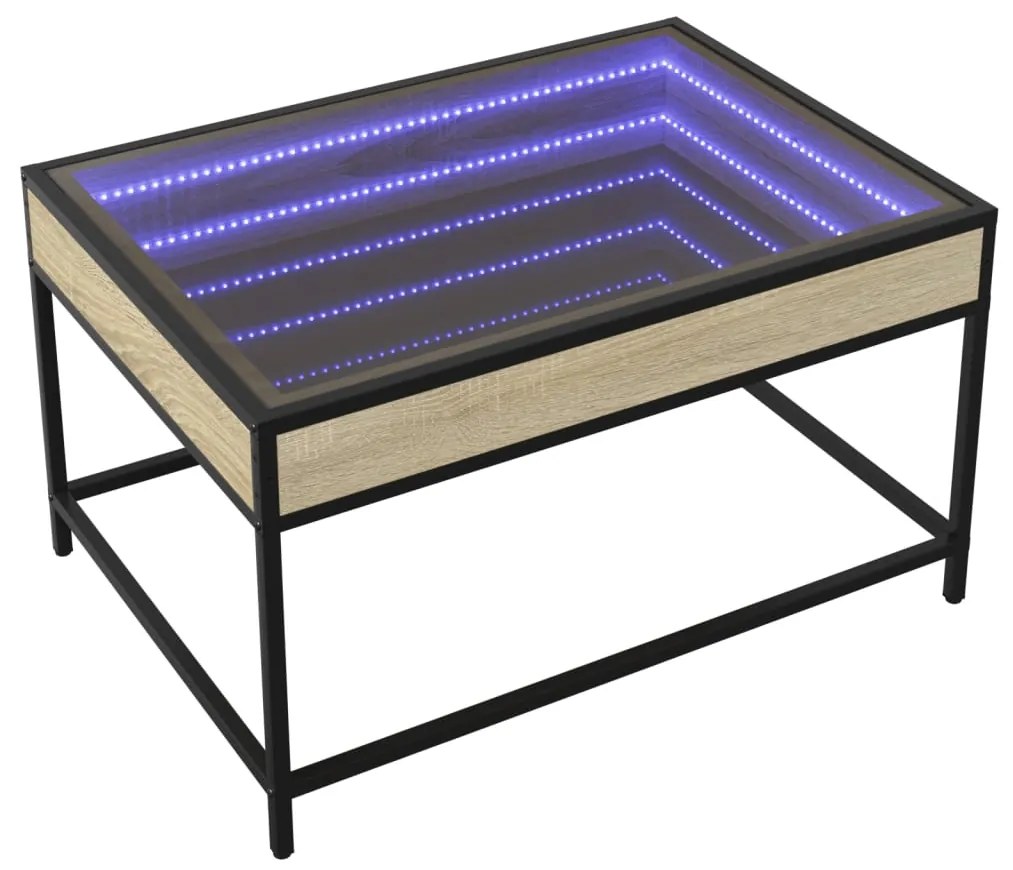 Mesa de centro luzes LED Infinity 70x50x41 cm carvalho sonoma