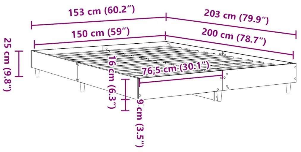 Estrutura de cama sem colchão 150x200 cm carvalho castanho