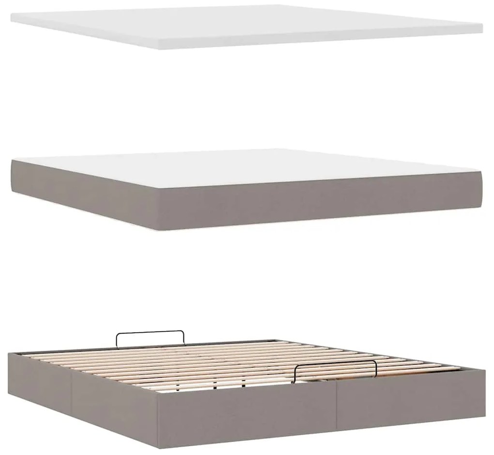 Estrutura de cama otomana com colchão tecido cinzento 160x200cm