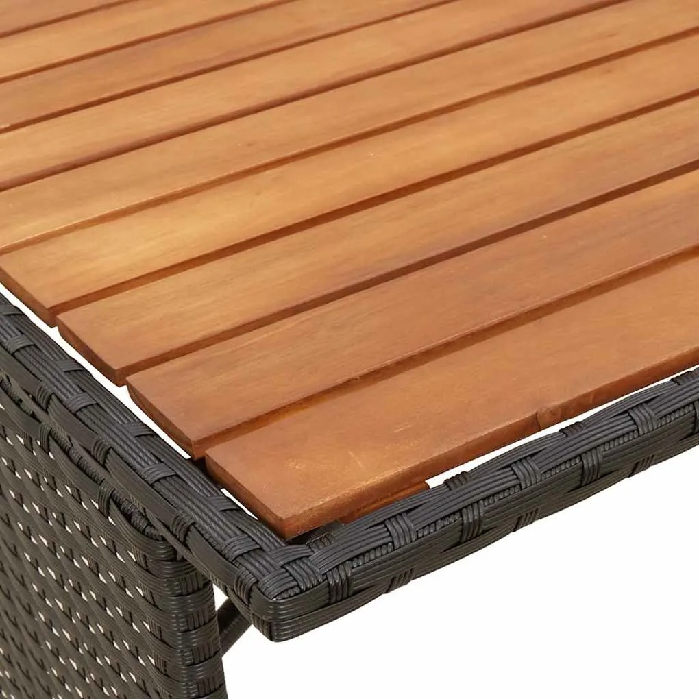 3 pcs conjunto de jantar p/ jardim c/ almofadões vime PE preto