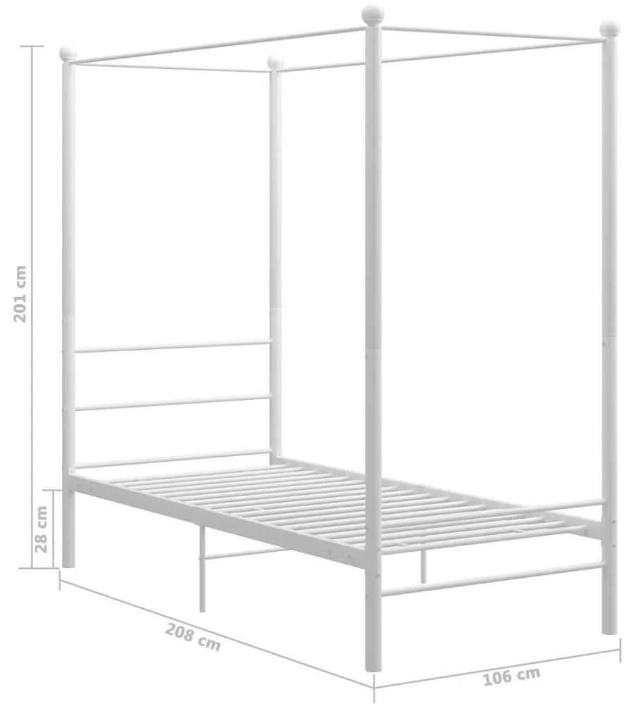 Estrutura de cama com dossel 100x200 cm metal branco