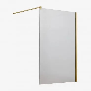 Mampara De Duche Fixa Com Vidro Temperado De 8 Mm E Alumínio Bristol Transparente & 120 X 195 Cm & Dourado Escovado - Sklum