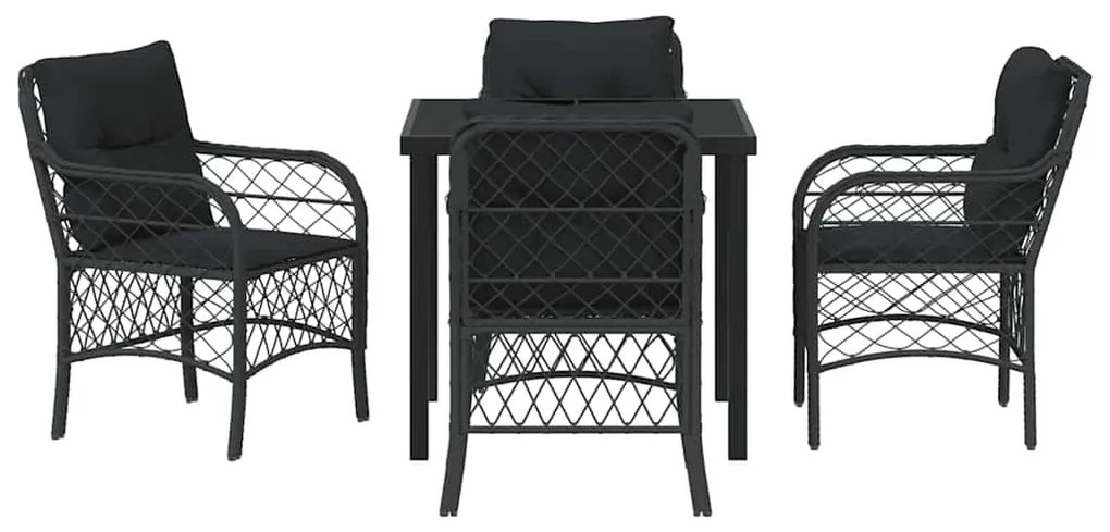 Conjunto de Jantar de Jardim com 5 Peças e Almofadas de Rattan e Polié