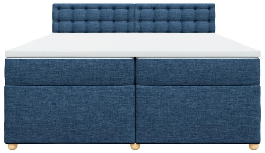Cama com molas/colchão 200x200 cm tecido azul