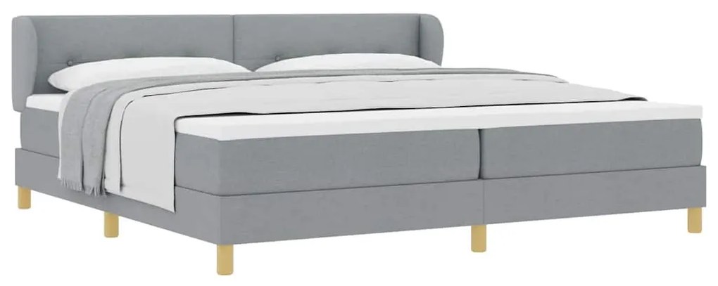 Cama Box Spring com Colchão Cinza Claro 200x200 cm em Tecido