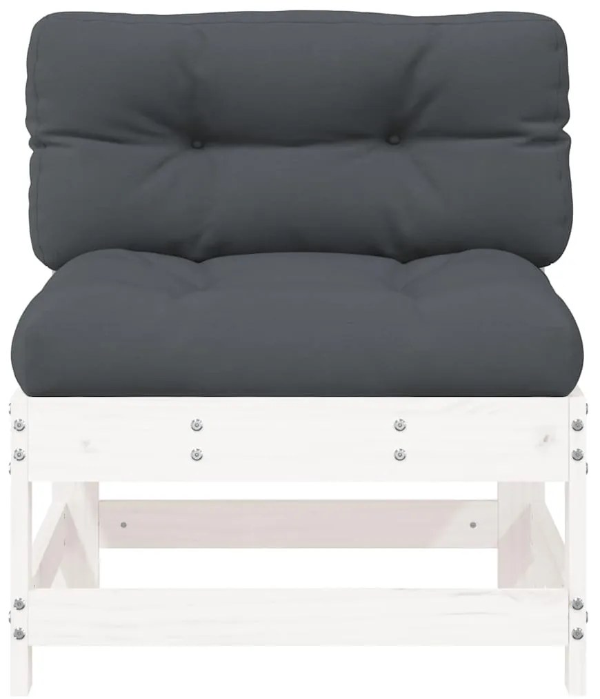 Sofás de centro com almofadões 2 pcs pinho maciço branco