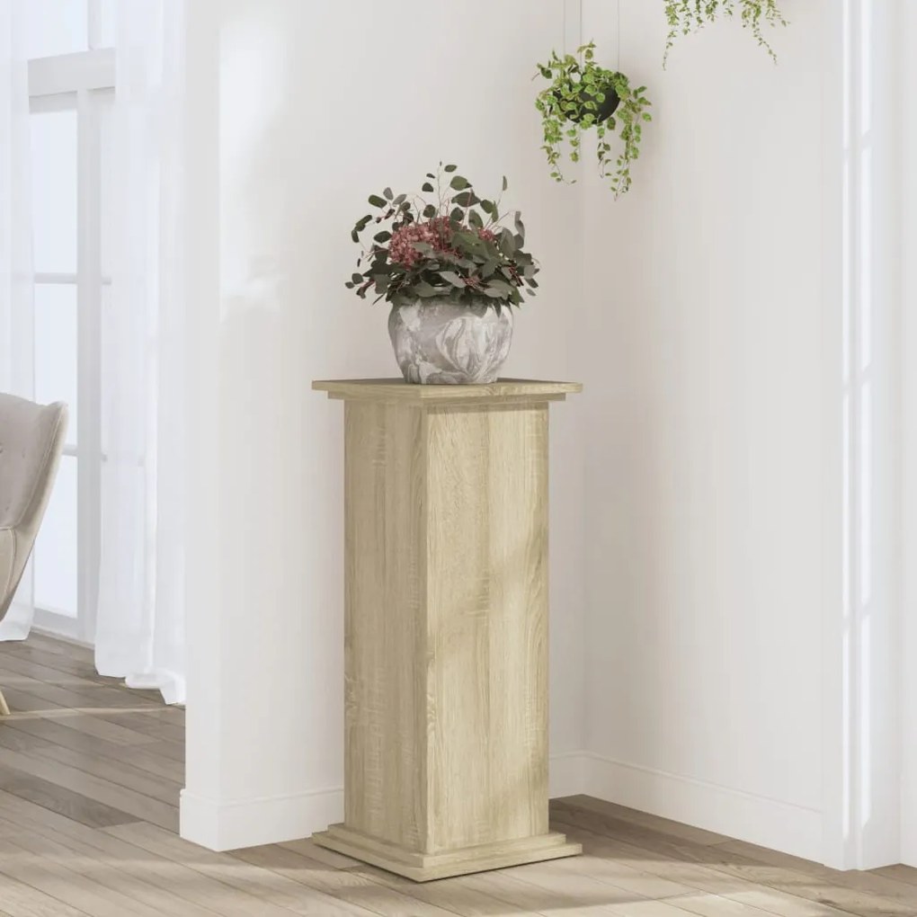 vidaXL Suporte p/plantas 33x33x80 cm derivados madeira carvalho sonoma