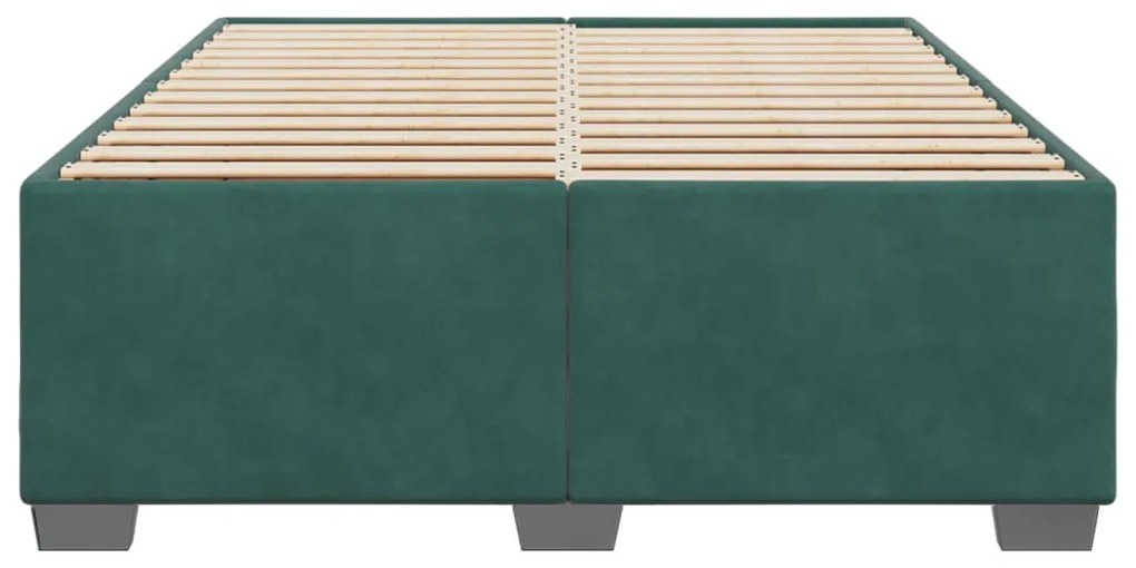 Estrutura de cama sem colchão 160x200 cm veludo verde-escuro