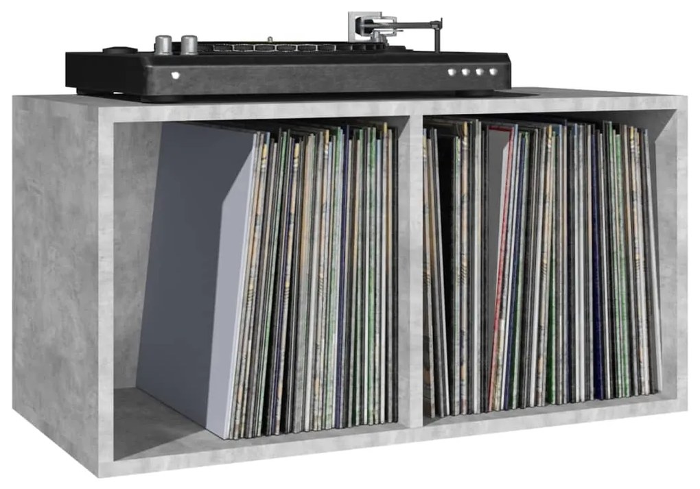 Caixa discos vinil 71x34x36 cm derivados madeira cinza cimento