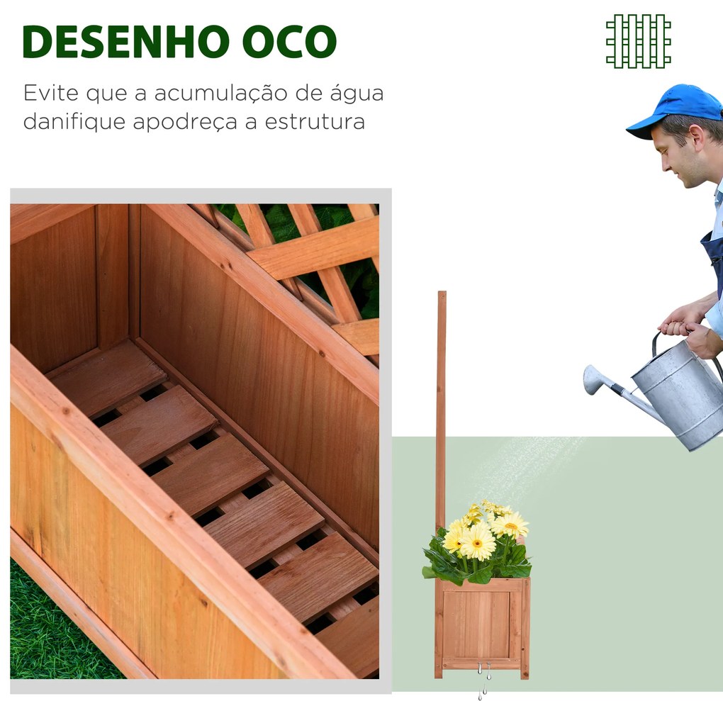 Floreira com Treliça de Madeira Caixa de Plantio com Suporte para Plantas Trepadeiras para Cultivos 70x28x117 cm Madeira