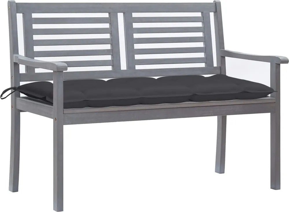 vidaXL Banco de jardim 2 lugares c/ almofadão 120 cm eucalipto cinza