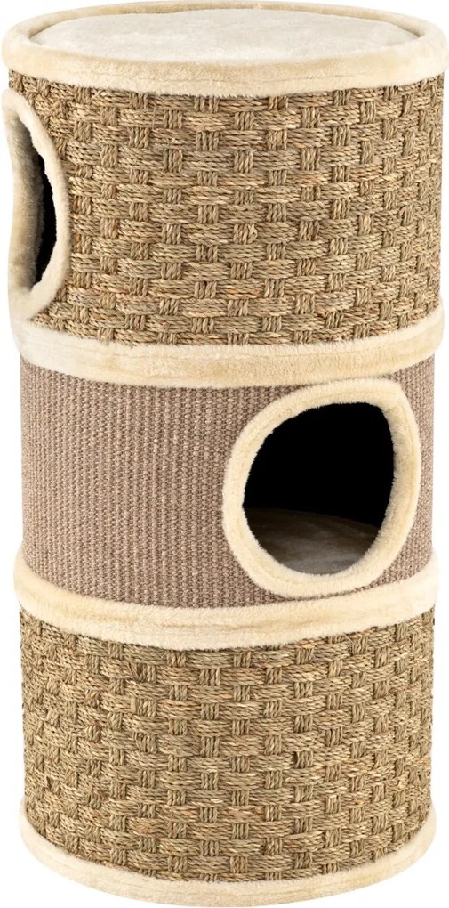 Cama para gatos de 3 andares multinível de 70 cm com arranhador de sisal Cama acolchoada para sestas Torre em forma de árvore Castanho