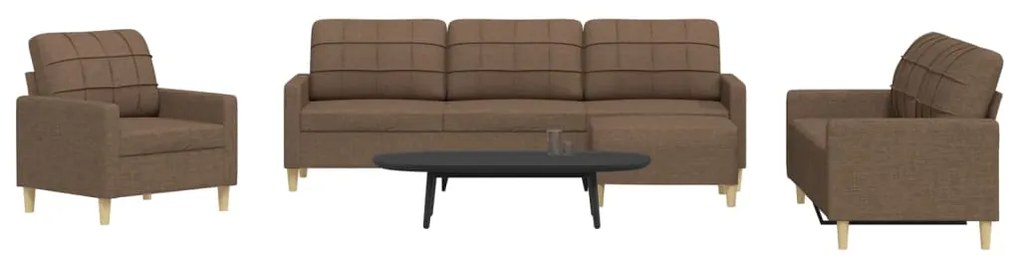 vidaXL 4 pcs conjunto de sofás com apoio para pés tecido castanho
