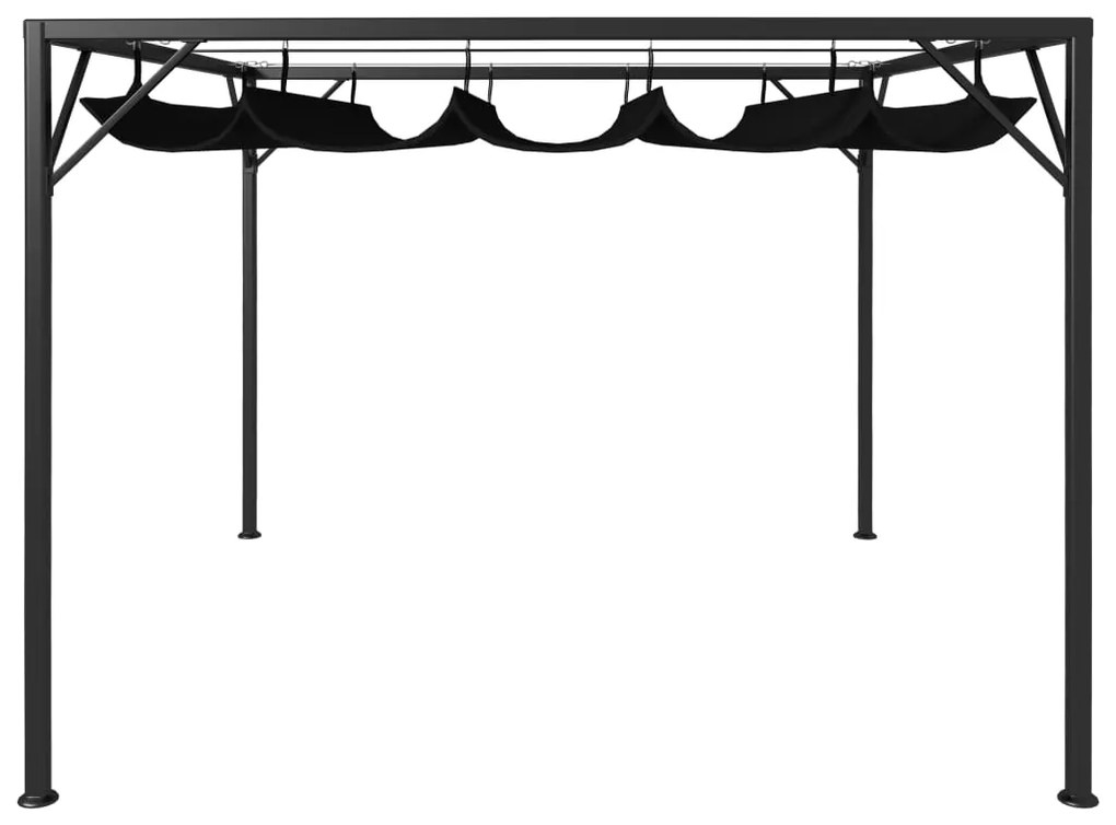 Gazebo de jardim com toldo retrátil 3x3 m antracite
