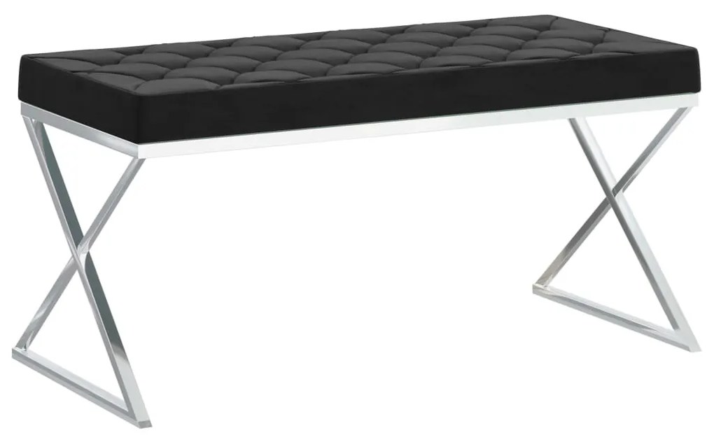 vidaXL Banco 97 cm aço inoxidável e veludo preto