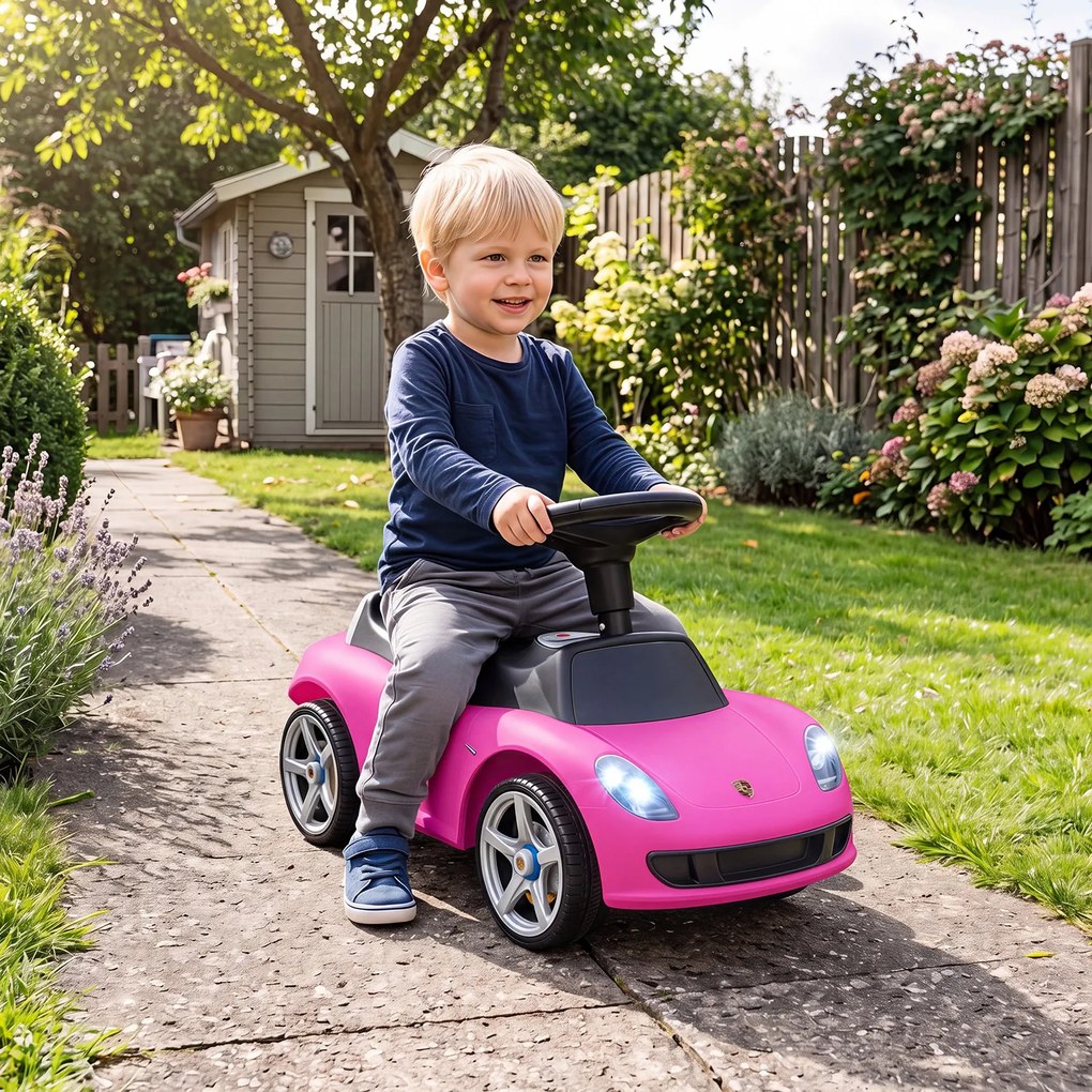 Carrinho de Passeio andarilho Infantil, 62,5 x 29 x 38,5 cm, com Impulso pelos Pés, Cor-de-rosa