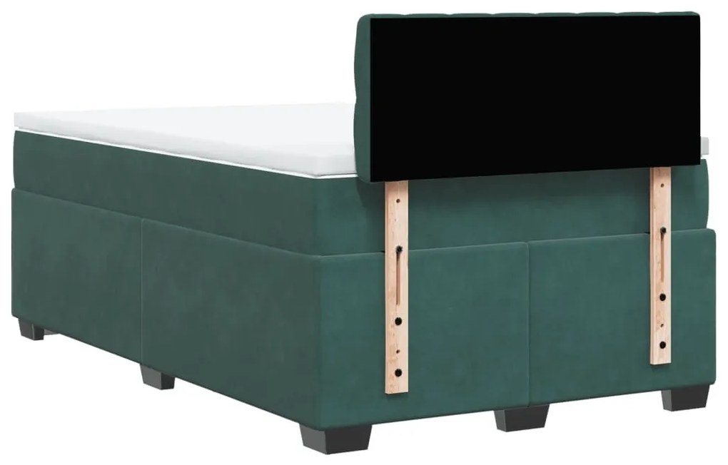 Cama boxspring com colchão 120x190 cm veludo verde-escuro